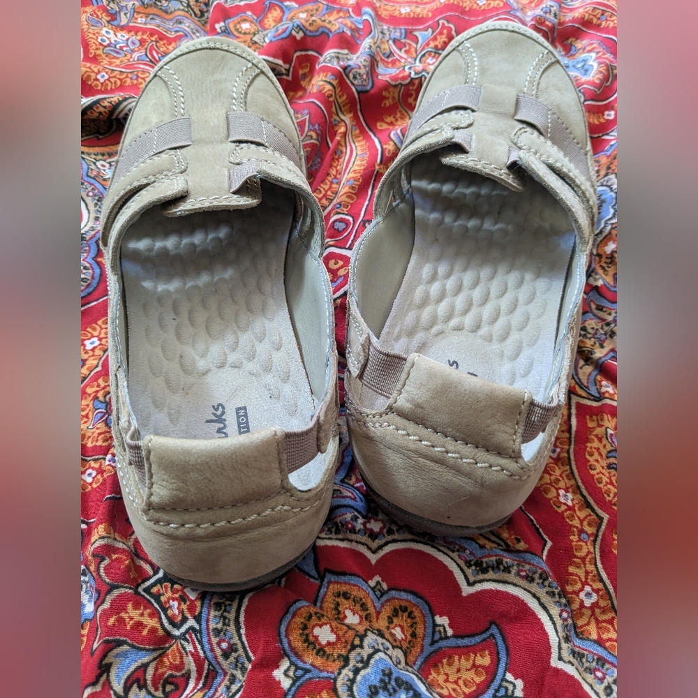 Clarks Tan Slip-On Loafers - Picture 5 of 9